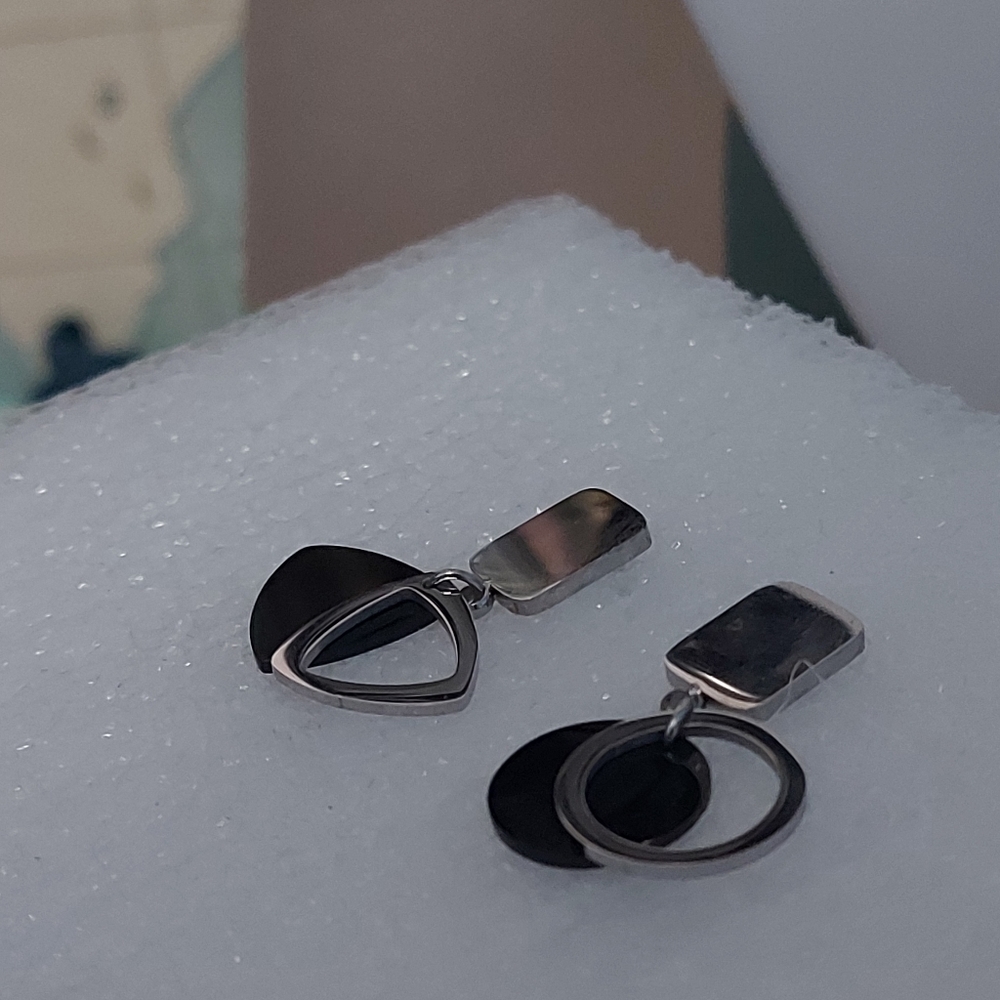 Ceramic Dangle Earrings, Rhodium Plated - Picture 11 of 11